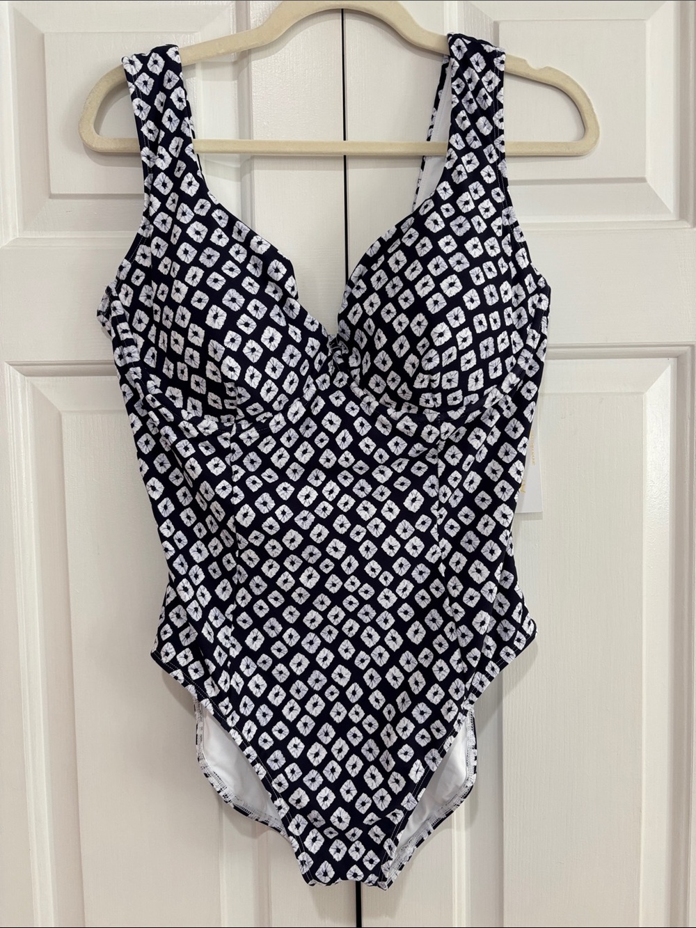 NWT Anne Cole Blue and White Patterned One-Piece Swimwear Size 12